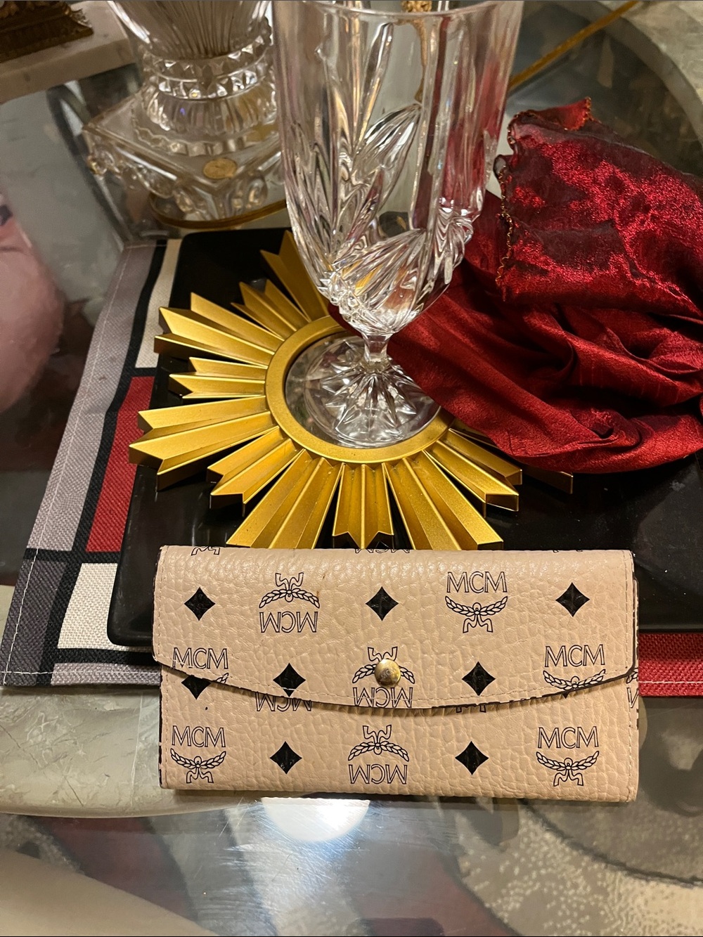 😎🔥😎 Logo-Print Leather Continental Wallet😎🔥😎